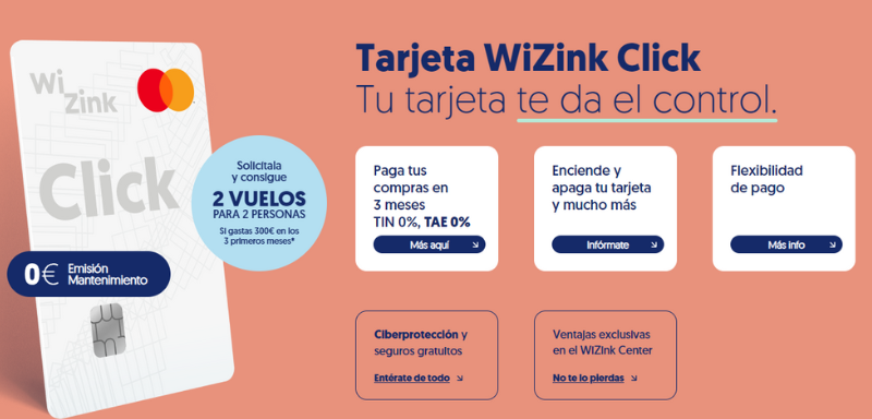 Características de la Tarjeta Wizink Click.