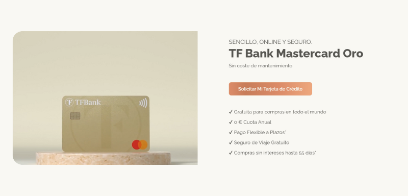 Características de la Tarjeta Mastercard Oro de TF Bank.