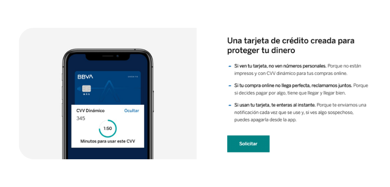 Detalles del CVV dinámico de la tarjeta de crédito Aqua Más.