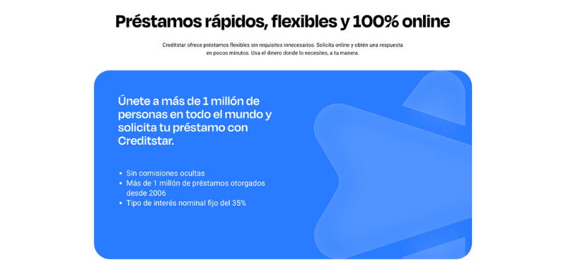 Aspectos del préstamo personal de Creditstar.